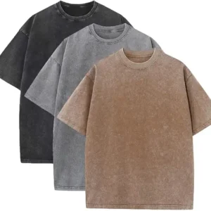 3 Pcs Men's Oversized Heavy Cotton Summer T-Shirts – Vintage Loose Fit Short Sleeve Casual Tees
