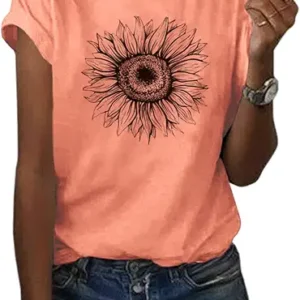 Cicy Bell Women's T-Shirt – Short Sleeve Sunflower Graphic Loose Summer Tee Shirts