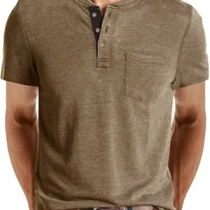 Men's Casual Short Sleeve Henley Shirt – Fashion Button T-Shirt with Pocket