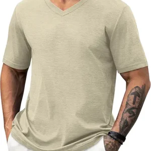 NIASHOT Men's T-Shirt Short Sleeve Classic V-Neck Casual Summer Basic Tee Shirt