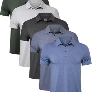 TELALEO 4–5 Pack Men's Polo Shirts – Quick Dry Short Sleeve Golf T-Shirt, Performance Moisture-Wicking Casual Workout