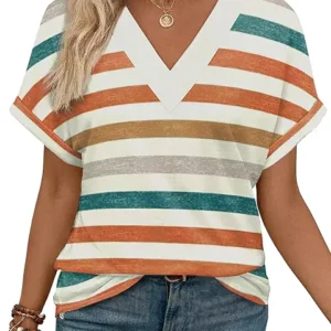 WIHOLL Women's Summer Top Short Dolman Sleeve Shirt 2025 Fashion V-Neck Outfit